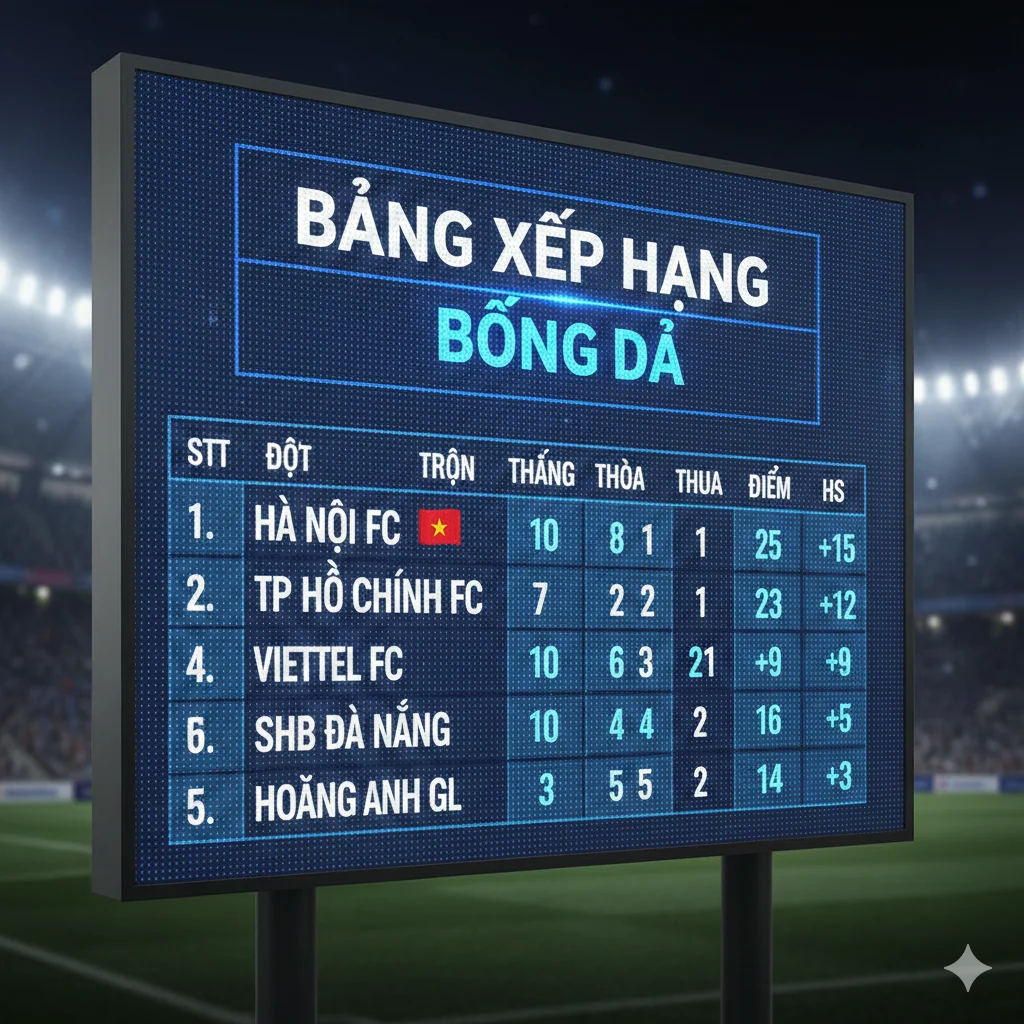 Cập Nhật Bảng Xếp Hạng Bóng Đá Mới Nhất